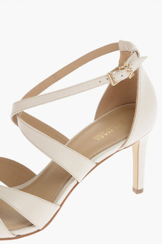 MICHAEL Leather KINSLEY Ankle Strap Sandals with Braided Bands 8cm