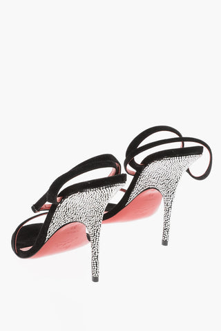 Suede QUEEN Ankle Strap Sandals with Rhinestone on the Heel 11cm