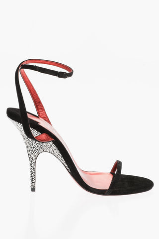 Suede QUEEN Ankle Strap Sandals with Rhinestone on the Heel 11cm