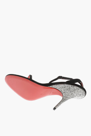 Suede QUEEN Ankle Strap Sandals with Rhinestone on the Heel 11cm