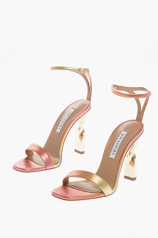 Degradè Effect Metallic Leather TWIST Ankle-Strap Sandals with Sculptural Heel 10.5cm