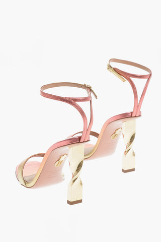 Degradè Effect Metallic Leather TWIST Ankle-Strap Sandals with Sculptural Heel 10.5cm