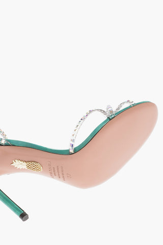 Iridescent Leather DANCE PLAXI Ankle-Strap Sandals with Rhinestone Embellishment Heel 10.5cm