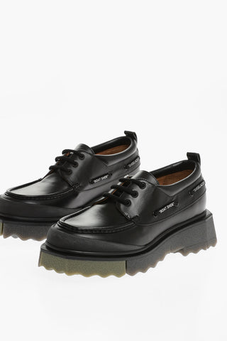 Leather Derby Shoes with Sponge Effect Sole