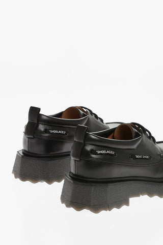 Leather Derby Shoes with Sponge Effect Sole