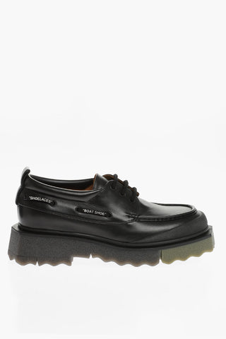 Leather Derby Shoes with Sponge Effect Sole