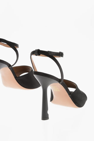 Satin LOLLIPOP Ankle-Strap Sandals with Bead Detail on the Heel 11cm