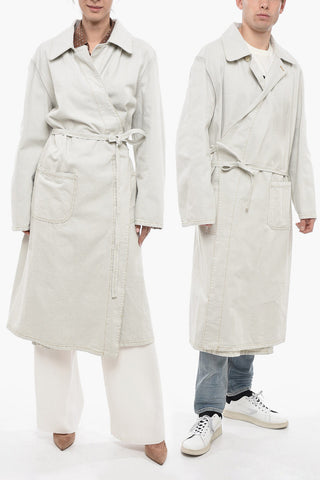 UNISEX MM1 Cappotto Trench in Denim con Cintura in Vita