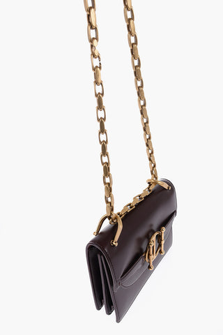 Leather DIOR DIRECTION Bag with Chain Shoulder Strap and Golden Details
