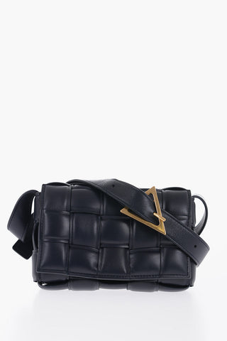 Braided Leather Crossbody Bag with Golden Detail