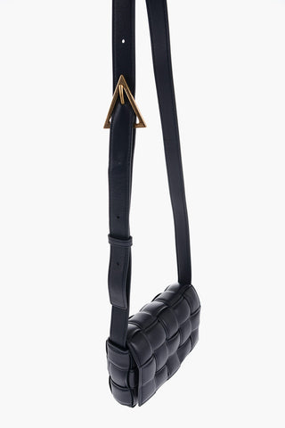 Braided Leather Crossbody Bag with Golden Detail
