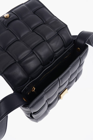 Braided Leather Crossbody Bag with Golden Detail