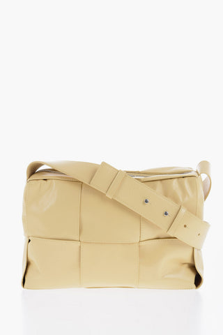Solid Color Braided Leather Crossbody Bag