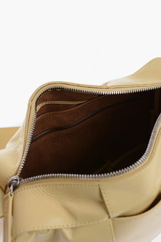 Solid Color Braided Leather Crossbody Bag