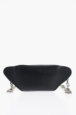 Leather Bum Bag with Chain Shoulder Strap