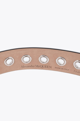 Leather Belt with Skull-Shaped Buckle 35mm