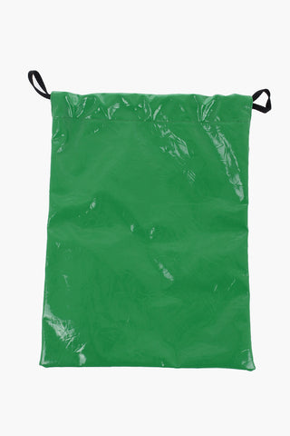 Creased Leather BADGE Drawstring Bag with Engraved Logo