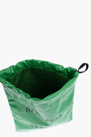 Creased Leather BADGE Drawstring Bag with Engraved Logo