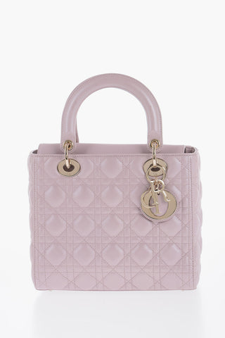 Quilted Metallic Leather LADY Bag with Embellished Gold Charm