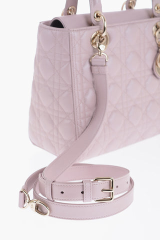 Quilted Metallic Leather LADY Bag with Embellished Gold Charm