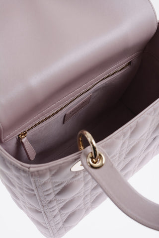 Quilted Metallic Leather LADY Bag with Embellished Gold Charm