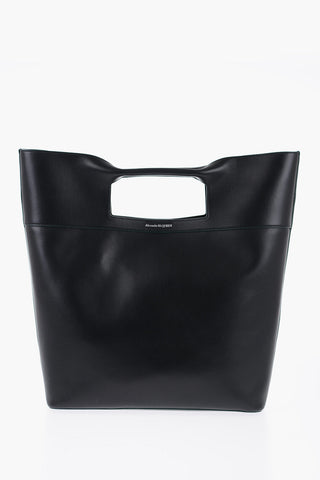 Leather Maxi Tote Bag with Striped Removable Shoulder Strap