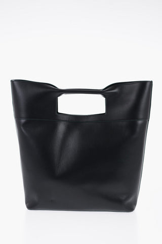 Leather Maxi Tote Bag with Striped Removable Shoulder Strap
