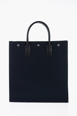 Printed Canvas Tote Bag with Leather Trims