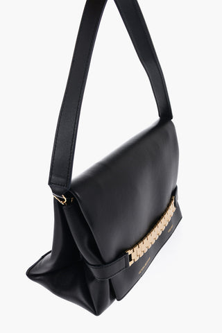 Leather Shoulder Bag with Golden Detail
