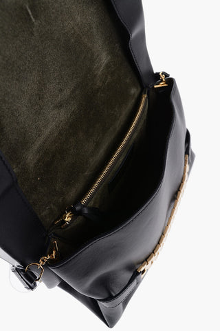 Leather Shoulder Bag with Golden Detail