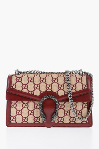 Leather and Raffia DIONYSUS Shoulder Bag with All-Over Monogram