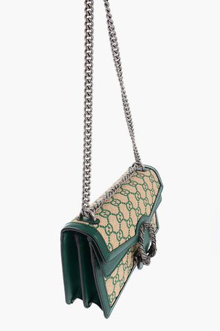 Raffia DIONYSUS Shoulder Bag with Leather Trims and Silver Effect Chain