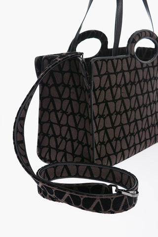 GARAVANI Tote Bag with All-Over Monogram and Leather Trims
