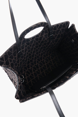 GARAVANI Tote Bag with All-Over Monogram and Leather Trims