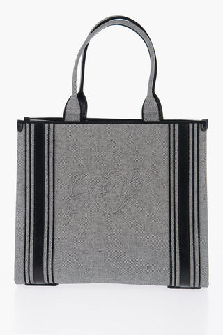 Borsa Tote CALL ME VIVIER In Canvas Con Rifiniture in Pelle e Dettagli in in gros grain