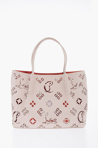 Textured Leather Tote Bag with Cut-Out Details