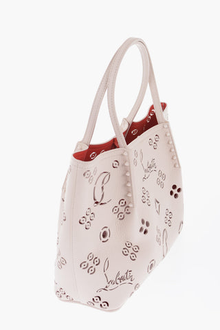 Textured Leather Tote Bag with Cut-Out Details