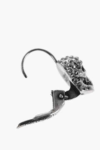 Brass Leverback Earrings with Skull Embellished Rhinestones