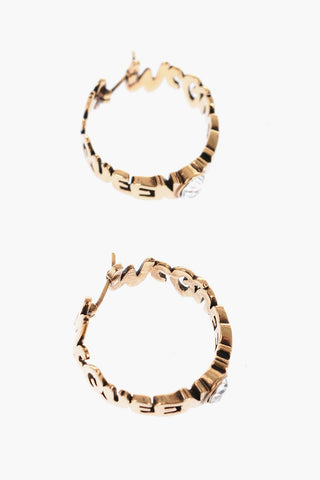Golden-Effect Hoop Earrings with Central Jewel