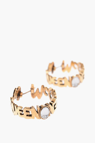 Golden-Effect Hoop Earrings with Central Jewel