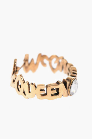 Golden-Effect Hoop Earrings with Central Jewel