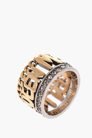 Anello Chunky GRIFFITI Effetto Dorato Impreziosito da Strass