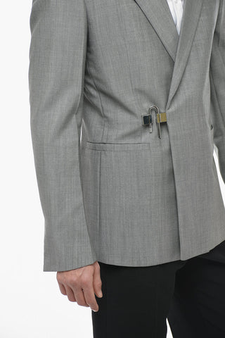 Blazer in Misto Lana con Chiusura a Lucchetto