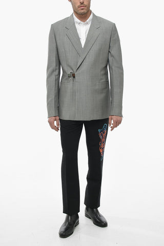 Blazer in Misto Lana con Chiusura a Lucchetto