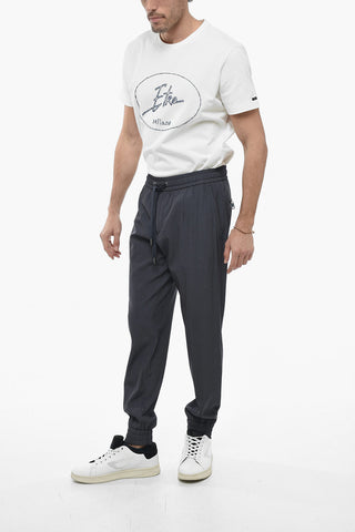 Cuffed Wool Blend Pants with Elastic Waistband