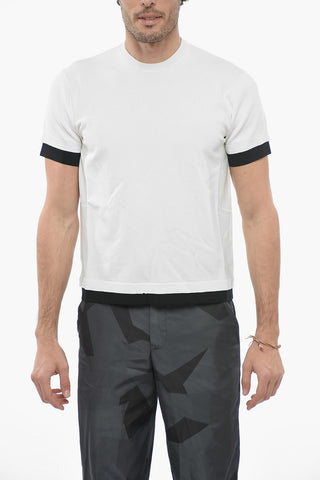 Technical Fabric Crew-neck T-Shirt with Contrasting Edges