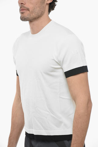 Technical Fabric Crew-neck T-Shirt with Contrasting Edges