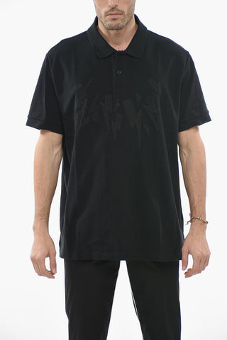 Cotton Piquè Slim Fit JUMBLED BOLT Polo Shirt