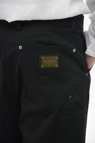 Stretch Cotton Gaucho Pants with Belt Loops