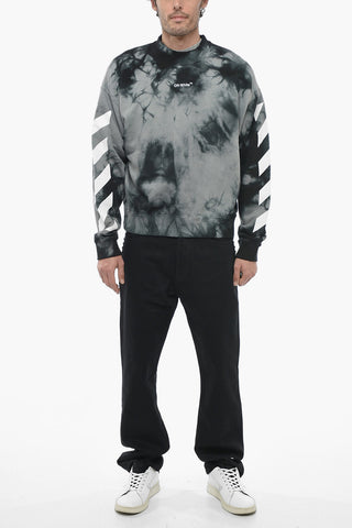 SEASONAL Crew Neck DIAG ARROW Tie Dye Cotton Sweatshirt